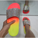 Glitter Flat Slippers Women Shoes Ladies Colorful Rhinestore Platform Casual Beach Fashion Non Slip Comfort Female