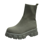 Shoes Woman Boots Sock Boots Women's Thick-soled Short Tube Breathable Plus Size 43 Boots Platform Booties