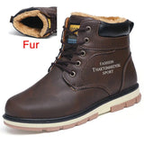 2022 Newest Autumn Winter Ankle Warm Boots Quality PU Leather Men Casual Working Shoes Vintage Style Lace Up Men