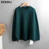 Winter splitside oversize thick Sweater pullovers Women 2021 loose cashmere turtleneck big size Sweater Pullover