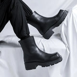 Breakj 2023 New Square Head Thick Bottom Male Rear Zipper Youth Low Tube Medium Heel High Top Martin