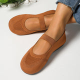 Women's Shoes Flying Breathable Single Shoes Women's Knitted Mesh Large Flat Four Seasons Working Shoes Boat