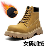 Breakj Men's Thick Platform Increased British Wind Winter Velvet High Top Motorcycle Cargo Ankle Boots