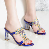 New High-Heeled Diamond Sandals Female Online Celebrities Sexy Fashion With Thick Heels Set With Diamond Sandals For Women To