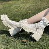Women Student Shoes Japanese Style Ankle Strap Round Toe High Heels Platform Leather Shoes Cute Lolita JK Girls Mary Jane