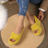 Breakj 2025 New Hairy Slippers Loose Pastry Slope And Slippers Fashion Outdoor Women's