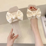 Style One-Word Flip-Flops 2024 New Women Wear Flat-Bottomed Sandals In Summer Fashion Bows And Semi-Slippers