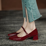 Mary Jane Shoes Spring 2023 New Thick Heel Retro Square Head Women's Shoes Fashion Temperament In The Heel Simple Single