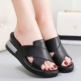 Breakj Drag Large-Size Slope And Cool Slippers Women's New Summer Wear Thick Bottoms And Leisure Soft-Soled Beach Mom