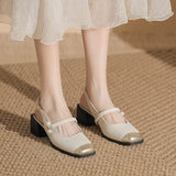 Breakj Heel Baotou Sandals Women 2024 New Summer Wear Advanced Sense Square Head Thick With Mary Jane Single Shoes