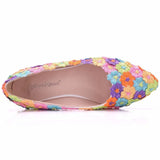 Breakj Bridal Shoes Handmade Wedding Shoes Color Flat-Soled Wedding Shoes Bridesmaids Performance Flat Heel Single
