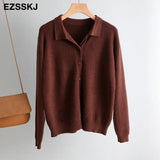 autumn short knit cardigans Women casual loose Square collar button sweater Cardigans Outwear female basic jacket