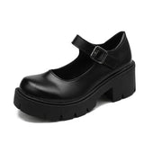 Janes Women's Patent Leather Pumps Ladies Lolita Shoes Woman Waterproof Platform Cosplay High Heels Female Vintage