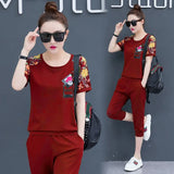 Women 2019 Summer Set 2 Pieces Women Clothing Set: Short Sleeve T-shirt+pants Casual Sportsuits Woman Track