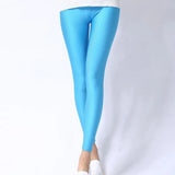 Women Shiny Pant Leggings Hot Selling Leggings Solid Color Fluorescent Spandex Elasticity Casual Trousers Shinny