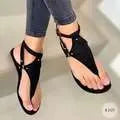 New Large Size Sandals Female Flat Toe Human Type Flat Sandals Perennial