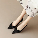 New Stitching High Heels Women's Single Shoes Pointed Thin Temperament Hollowed Out Apricot Matching Shallow