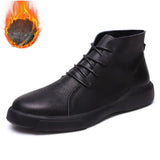 Men Boots Genuine Leather Ankle Boots Men Winter Casual Shoes Men Waterproof Warm Fur Snow Boots for Men Botas