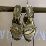 Breakj 2025 Spring New Buckle With Stylish Metal Fine High Heels Golden Dew Temperament Sexy