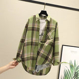 Blouses Shirts Tunic Womens Tops 2020 Long Sleeve Clothing Button Up Down Plaid New Fashion Autumn Turn-down Collar