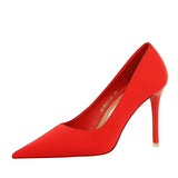 Breakj Korean Version Of Fashion Pedicure Delicate Show Thin High Heels Ultra High Heel Silk Shallow Pointed Single
