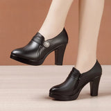 Autumn And Winter New Deep Mouth Single Shoes Women's Thick Soles Waterproof Table Soft Soles High Heels Catwalk Work Shoes Women's Single
