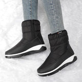 Snow Boots Woman Casual Warm Slip on Plush Shoes Patchwork Ankle Boots Women Fashion Wedges Waterproof Botas