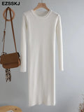 Autumn Winter basic Maix Sweater dress women solid bodycon Thick dress Female Jumper O-neck slim knit dress Long