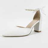 Breakj Coarse-Heeled Sandals White Wedding Large-Size Sandals 42-Yard High-Heeled Shoes Spring And Summer Sandals
