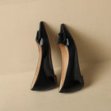 Breakj 5Cm Invisible Inside The High-Skin Temperament Pointed Side Button Single Shoe French Nude Color Single