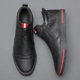 on Men's Chelsea Boots Spring Fashion High-Top Sneaker Shoes British All-match Casual Leather Shoes Wear-Resistant