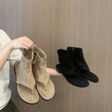 Breakj Skinny Spring Autumn New Korean Version Of The Toe Breth Sandals Women With Low Heel Short-Boel Cool Boots Fashion Net Red Female