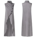 Celmia Asymmetrical Long Shirts Women 2022 Summer Sleeveless Sexy Buttons Tops Casual Loose Split Hem Chic Thin