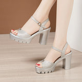 Super High Heel Sandals Women's 2023 Summer Thick Heels Waterproof Platform Muffin Thick Soles Non-Slip Model Cheongsam Walking