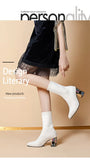 Women's Boots TGHDOF Fabric High Heel Autumn Sock Boots Women Fashion Zipper Pumps Pointed Toe Slip on Zapatos Para