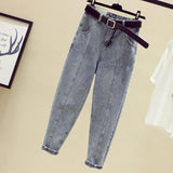 Women Pants 2019 Autumn High Waist Jean Femme Pantalon Trousers Streetwear Vintage Ankle-Length Fitness Harem Denim