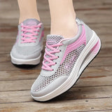 Platform Shoes Walking Shoes Casual Sport Fashion Height Increasing Woman Breathable Air Mesh Swing Wedges