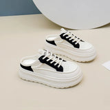 Breakj Summer New Baotou Half Slippers Female Wear Shoes Leisure A Foot Pedal Lazy Small White Shoes Female