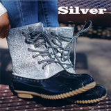 Boots Lady Duck Boot With Waterproof Zipper Rubber Sole Women Rain Boots Lace Up Ankle Shoes Fur Winter Women