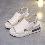 Breakj Cake Thick Bottom Slope And PU Bottom Light Sandals Women Wear Back Empty Buckle Beach Cool