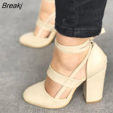Women's Pumps Plus Size 35-43 Women Gladiator Summer High Heels for Party Wedding Shoes Thick Heels Fashion Lace-up Female
