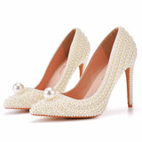 Breakj Cm Fine Tip Single Shoe Pointy Shoes Large Size Women's Shoes Pearl Wedding Shoes Wedding Shoes Dinner Women's