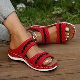 Women 2024 New Summer Shoes Women Elegant Low Heels Sandals Summer Slippers Zapatos Mujer Wedge Heeled Sandals