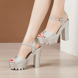 Super High Heel Sandals Women's 2023 Summer Thick Heels Waterproof Platform Muffin Thick Soles Non-Slip Model Cheongsam Walking