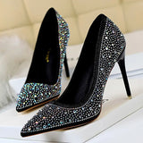 Shoes Rhinestone Woman Pumps Fashion Wedding Shoes Women Basic Pump Stiletto Heels 10cm 7cm Heeled Shoes High