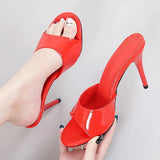 2023 New Women Nude Color Slippers Mule High Heels Slippers Sandals Sexy Daily 9cm Beige Pointed Toe Slides Party