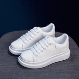 Spring/Summer Women shoes Wedges Platform Sneakers Lace-Up Breathable Casual Chunky Ladies White Shoes