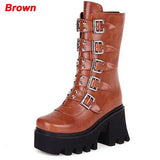 New Punk Women Boots Hot High Heels Big Size 43 Gothic Style Thick Bottom Wedges Shoes Fashion Ankle Boots Woman Pumps