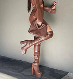 New Seasons Women's Boots Fashion Sexy Elastic Boots Nightclub Party Over The Knee Boots Side Zipper High Heel
