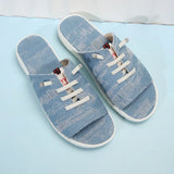 Breakj Summer New Plus Size Lady Tassel Canvas Flat Sandals Simple Wind Doudou Half Drag Women's